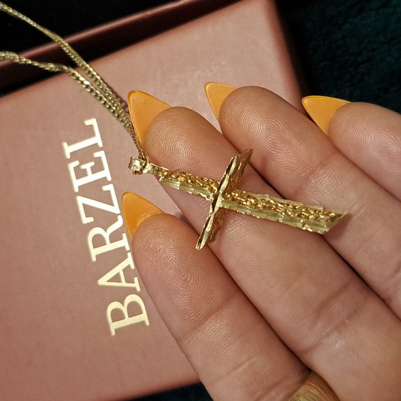 Barzel 18K Gold Plated Cross Necklace - Picture 1 of 6